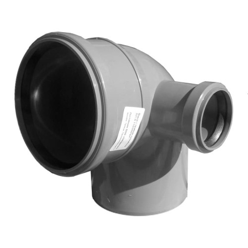 Отвод канализационный PP-H Дн 110-50 45гр с выходом правый серый б/нап в/к RTP (РосТурПласт) в Перми