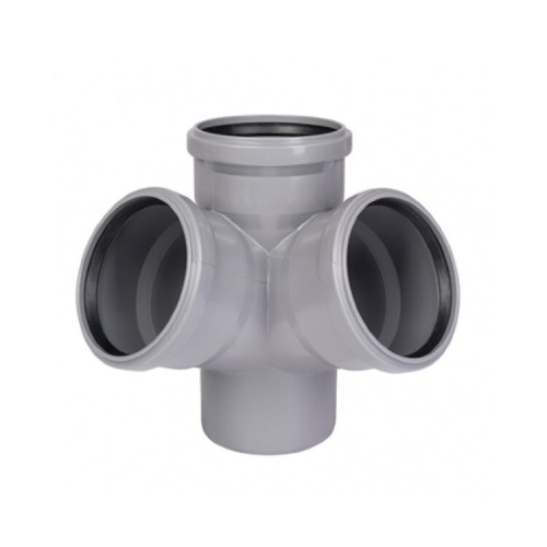 Крестовина PP-H двухплоскостная серая Дн 110-110-110 б/нап в/к VALFEX в Перми