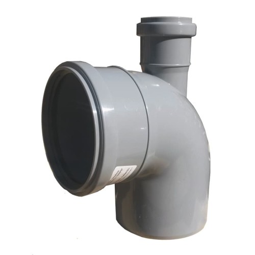 Отвод канализационный PP-H с выходом фронтально-вверх серый Дн 110-50 87гр б/нап в/к VALFEX в Перми