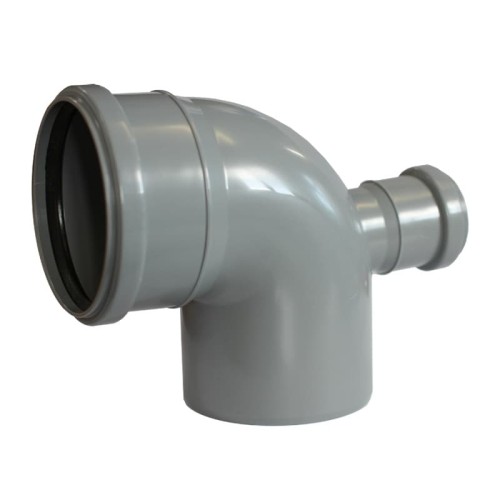 Отвод канализационный PP-H с выходом фронтально-тыльный серый Дн 110-50 87гр б/нап в/к VALFEX в Перми