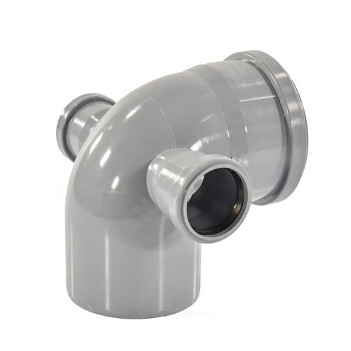 Отвод канализационный PP-H с выходом левый и правый серый Дн 110-50 45гр б/нап VALFEX в Перми