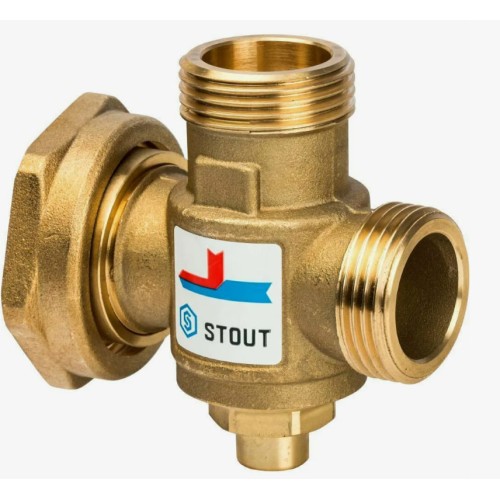Клапан смесительный латунный термостатический с наружной резьбой для систем отопления 1,0 МПа SVM-0125 STOUT 25 мм 1" в Перми