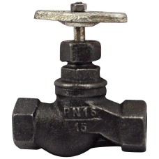 Клапан запорный чугунный с внутренней резьбой 1,6 МПа 15кч18п Китай 32х140 мм