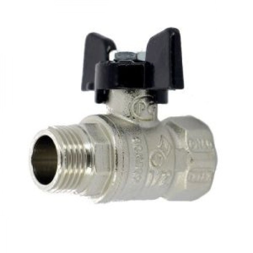 Кран запорный латунный полнопроходной с ручкой-бабочкой ВР-НР Ру 64 Bugatti 307 Bugatti 15 мм 1/2" в Перми