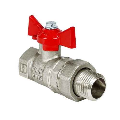 Кран запорный латунный полнопроходной с ручкой-бабочкой ВР-американка Ру 16 Крепыш 332 ГАЛЛОП 20 мм 3/4" в Перми