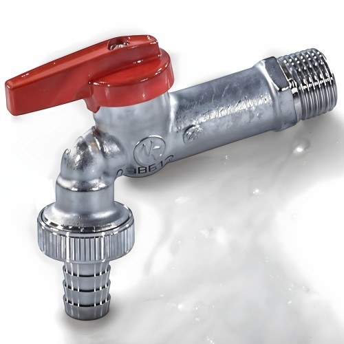 Кран водоразборный латунный стандартнопроходной с ручкой-бабочкой НР-штуцер Ру 10,5 R619 Giacomini 15 мм 1/2" в Перми