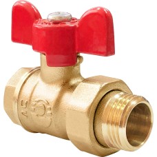 Кран запорный латунный полнопроходной с ручкой-бабочкой ВР-НР Ру 40 Стандарт 231 ГАЛЛОП 15 мм 1/2"