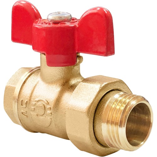 Кран запорный латунный полнопроходной с ручкой-бабочкой ВР-американка Ру 40 BV.521 MVI 20 мм 3/4" в Перми