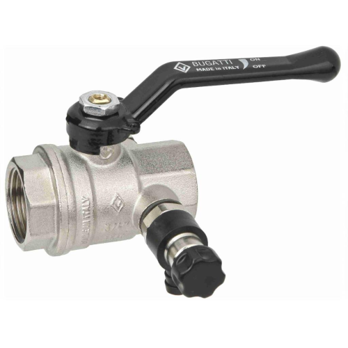 Кран шаровый латунный со спускником полнопроходной с ручкой-рычагом ВР (ВН) Ру 64 Bugatti 330 Bugatti 15 мм 1/2" в Перми