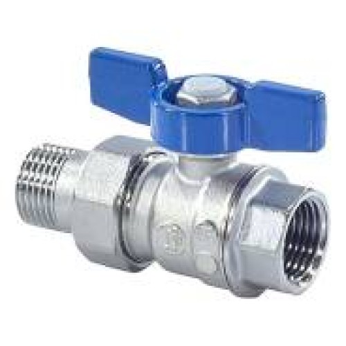 Кран запорный латунный полнопроходной с ручкой-бабочкой ВР-американка Ру 35 R859 Giacomini 15х74 мм 1/2" в Перми