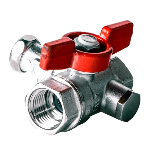 Кран шаровый латунный со спускником стандартнопроходной с ручкой-бабочкой ВР (ВН) Ру 42 R251S Giacomini 15х59 мм 1/2" в Перми