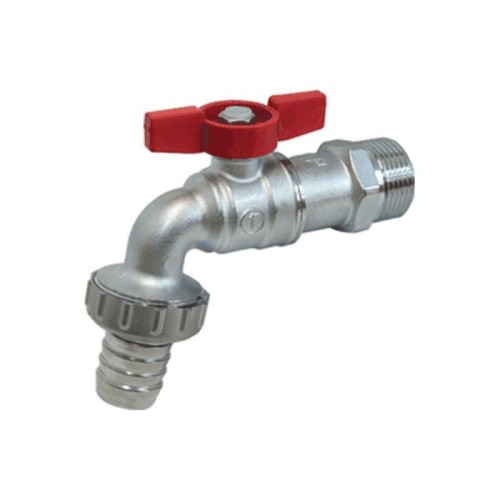 Кран водоразборный латунный стандартнопроходной с ручкой-бабочкой НР-штуцер Ру 10,5 R620 Giacomini 15х82 мм 1/2" в Перми