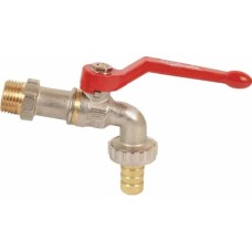 Кран водоразборный латунный стандартнопроходной с ручкой-рычагом НР-штуцер Ру 40 RTP (РосТурПласт) 16 мм 1/2"