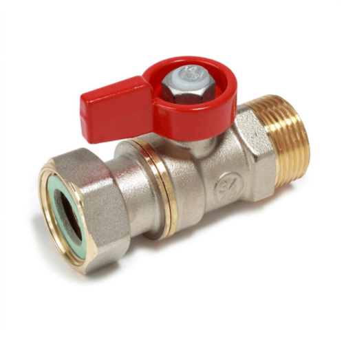 Кран запорный латунный стандартнопроходной с ручкой-флажком НР-накидная гайка Ру 16 R254 Giacomini 15х70 мм 1/2" в Перми