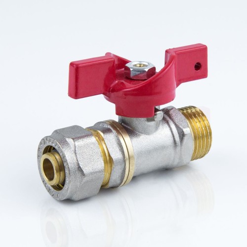 Кран запорный латунный полнопроходной с ручкой-бабочкой ВР-американка Ру 40 BVR-FR Ридан 15 мм 1/2" в Перми