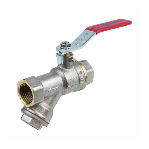 Кран запорный латунный с фильтром полнопроходной с ручкой-рычагом ВР (ВН) Ру 25 BV.631 MVI 20 мм 3/4" в Перми