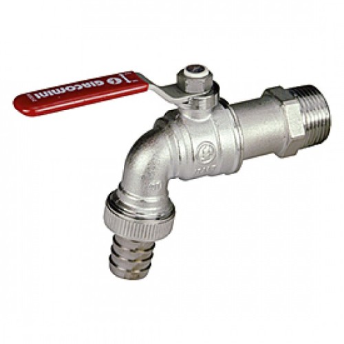 Кран водоразборный латунный стандартнопроходной с ручкой-рычагом НР-штуцер Ру 10,5 R621 Giacomini 15х82 мм 1/2" в Перми