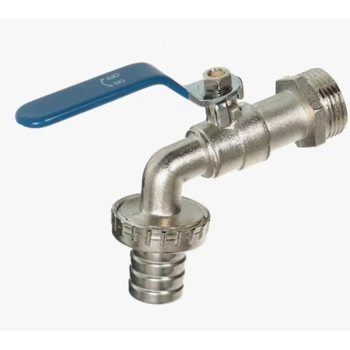 Кран водоразборный латунный стандартнопроходной с ручкой-рычагом НР-штуцер Ру 40 RTP (РосТурПласт) 16 мм 1/2" в Перми