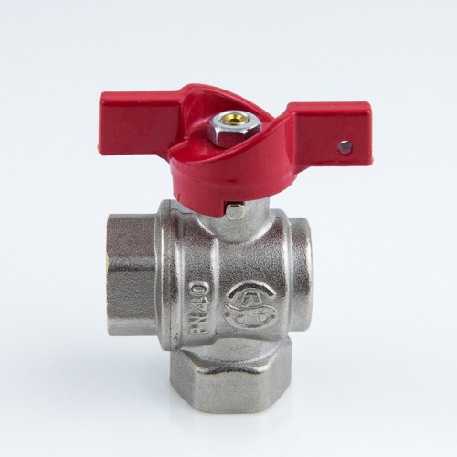 Кран запорный латунный угловой полнопроходной с ручкой-бабочкой ВР-американка Ру 40 BV.522 MVI 15 мм 1/2" в Перми