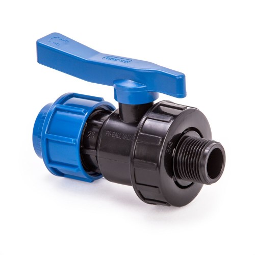 Компрессионный кран ПНД Дн 25-3/4" Ру-10 НР (НАР) RTP (РосТурПласт) в Перми