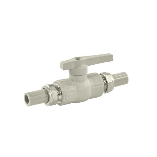 Кран полипропиленовый PP-R запорный прямой полнопроходной с внутренней пайкой серый ручка-рычаг Ру 25 VALFEX 25 мм 1" ГОСТ 32415-2013 в Перми