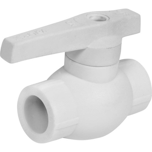 Кран полипропиленовый PP-R запорный прямой стандартнопроходной НР белый ручка-рычаг Ру 25 VALFEX 20 мм 1/2" ГОСТ 32415-2013 в Перми