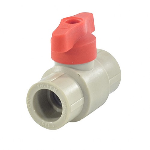 Кран полипропиленовый PP-R запорный прямой стандартнопроходной с внутренней пайкой серый ручка-бабочка Ру 25 VALFEX 25 мм ГОСТ 32415-2013 в Перми