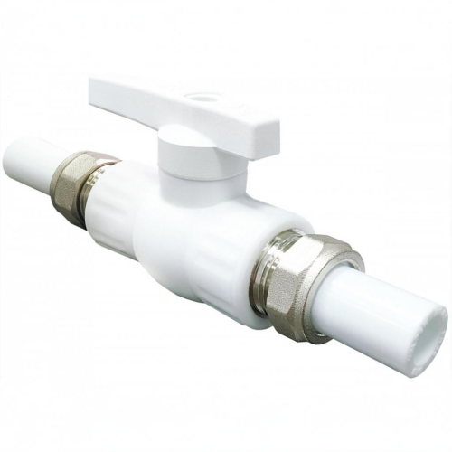 Кран полипропиленовый PP-R запорный прямой полнопроходной с внутренней пайкой белый ручка-рычаг Ру 25 VALFEX 25 мм ГОСТ 32415-2013 в Перми