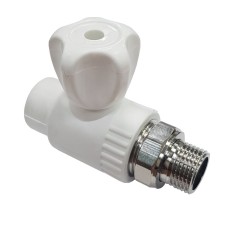 Кран полипропиленовый PP-R запорный прямой стандартнопроходной НР для радиатора Ру 25 RTP (РосТурПласт) 20 мм 1/2" ГОСТ 32415-2013