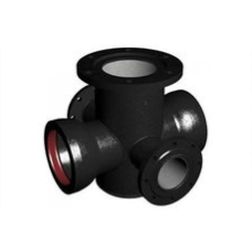 Крест с пожарной подставкой раструб-фланец ППКРФ ВЧШГ с ЦПП Ду 300-150