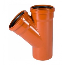 Тройник НПВХ (ПВХ) с раструбом Дн 160-160 45гр коричневая безнапорный в/к Хемкор