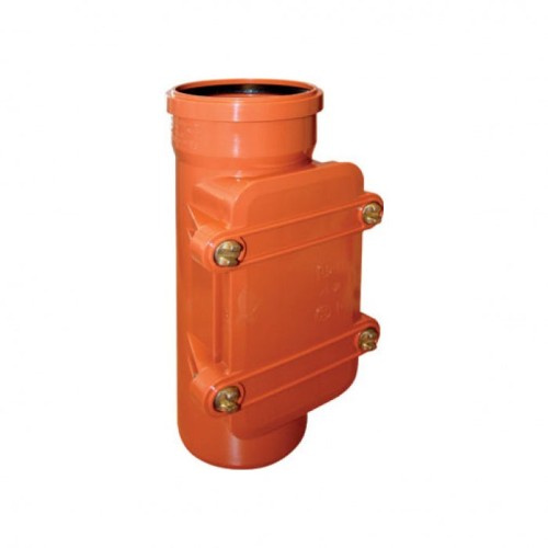Ревизия НПВХ (ПВХ) с раструбом Дн 110 коричневая безнапорная в комплекте с крышкой Ostendorf KGRE в Перми