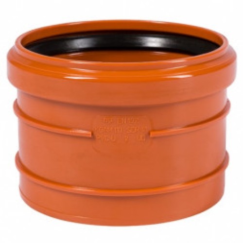 Муфта НПВХ (ПВХ) насадная Дн 110 безнапорная коричневая в/к п/клей Ostendorf KGAM в Перми