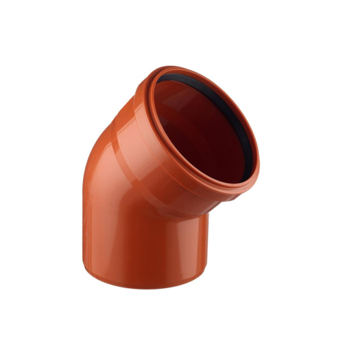 Отвод НПВХ (ПВХ) с раструбом Дн 110 45гр коричневый безнапорный в/к Хемкор в Перми