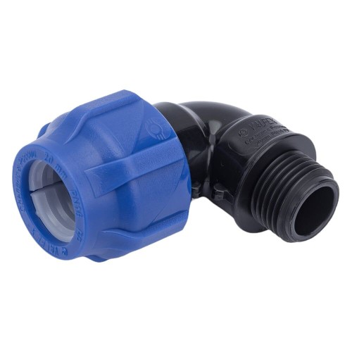 Отвод ПЭ компрессионный Дн 25-3/4" 90гр Ру-16 НР (НАР) RTP (РосТурПласт) в Перми