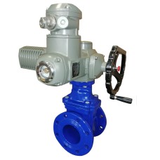 Задвижка чугунная фланцевая с электроприводом AUMA SA14.2 380В и обрезиненным клином KR12 150 мм